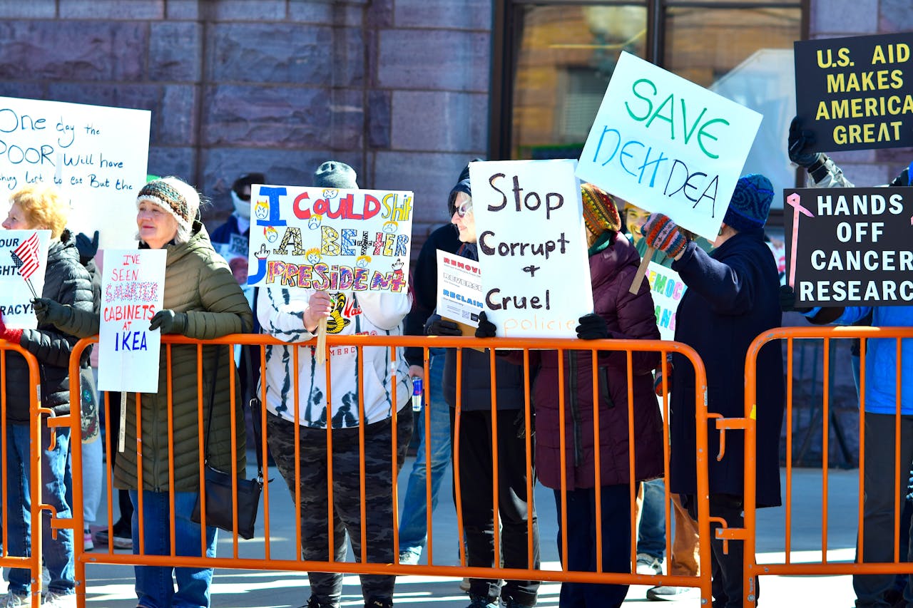 Street Protest Hand Written Signs Anti-Trump President Donald Trump